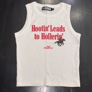 girl dangerous white tank top size small hootin’ leads to hollerin’ NEW